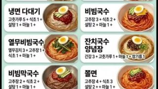 각종 국수 양념 황금비율